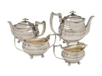 An English Silver Four-Piece Coffee and Tea Service