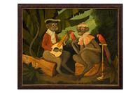 Two Monkeys in a Tropical Setting