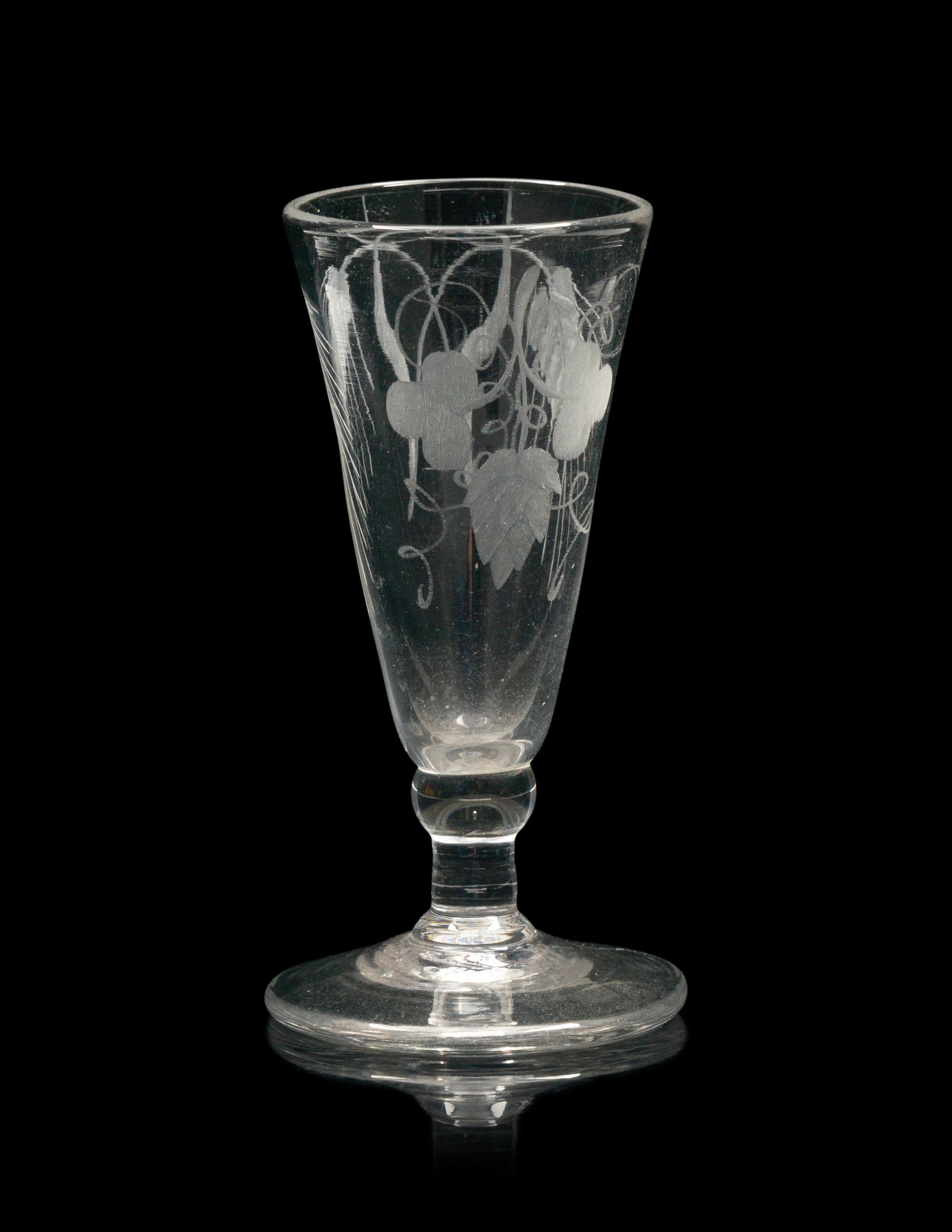 Two English Engraved Diminutive Ale Glasses