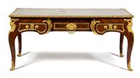 A Fine Louis XV Style Gilt-Bronze-Mounted Tulipwood Bureau Plat Height 31 1/2 x length 5 feet 10 x depth 35 inches. — LATE 19TH CENTURY