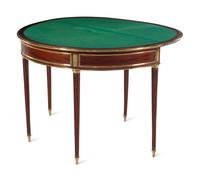 A Louis XVI Brass Mounted Mahogany Flip-Top Pier Table