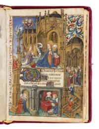 CIRCLE OF THE MASTER OF THE VIENNA ROMAN DE LA ROSE (JEAN HORTART) (Lyon, active 1412–1463) with a follower of the MASTER OF GUILLAUME LAMBERT (Lyon, active c. 1475–1500) Book of Hours (fragment), in Latin, illuminated manuscript on parchment [France, Lyon, c. 1450–1460 and 1480–1490]