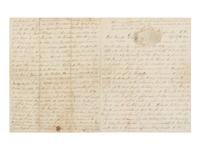 [LINCOLN ASSASSINATION]. A piece of Abraham Lincoln's shirt worn on the night of his assassination at Ford's Theatre, 14 April 1865; with an autograph letter from War Department employee Mose Sandford with a detailed description of the assassination and its aftermath, 17 April 1865.