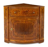 A Continental Burl Walnut Corner Cabinet