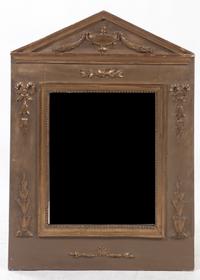 A Neoclassical Parcel Gilt Mirror, Height 40 x width 28 1/2 inches.