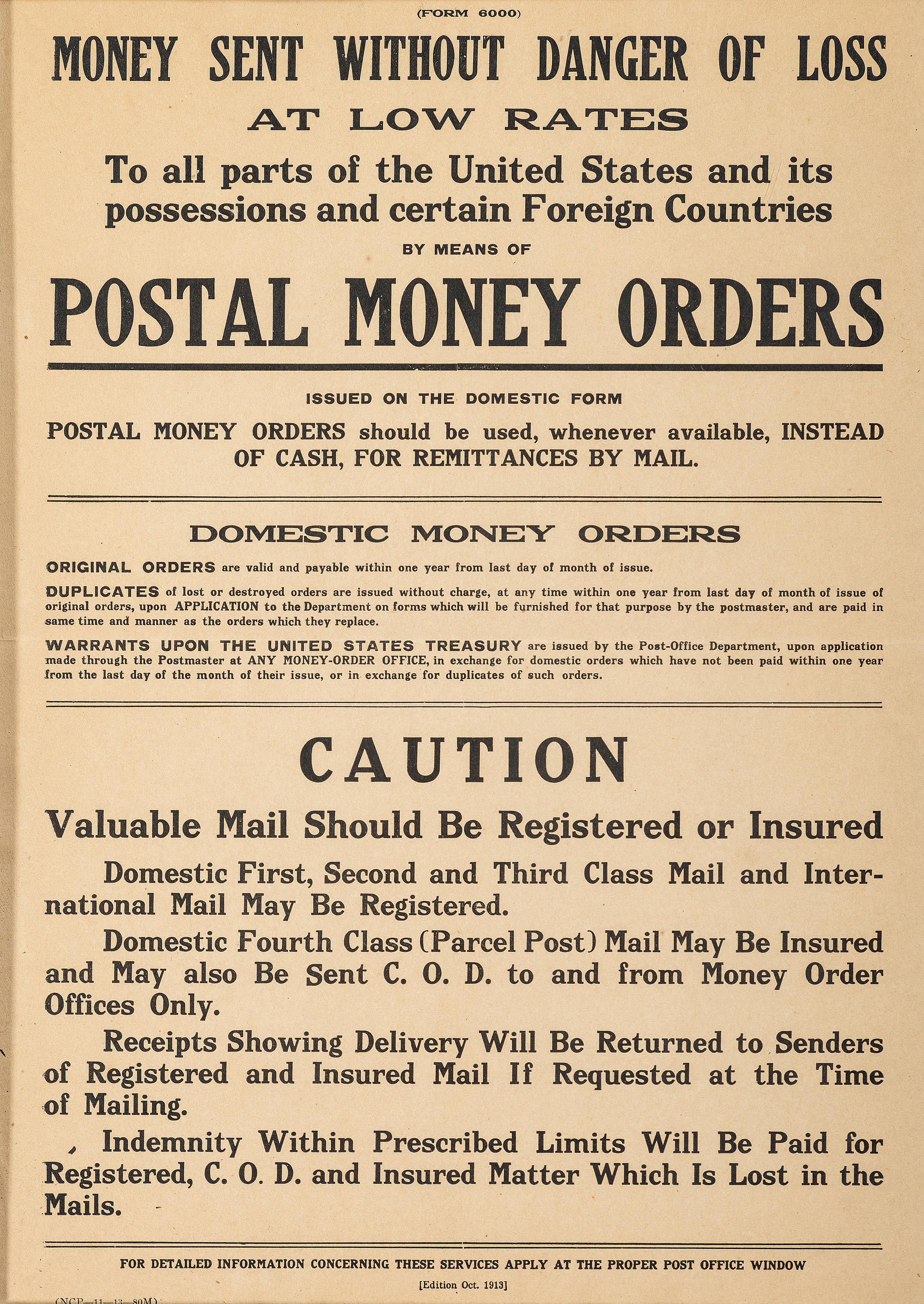 [POSTAL HISTORY]. A group of 4 19th - 20th century broadsides and posters involving the US Mail system, highlighted by: Arrival and Departure of the Mails at and from the Post-Office at Harrisburg, Pennsylvania. 30 November 1822.