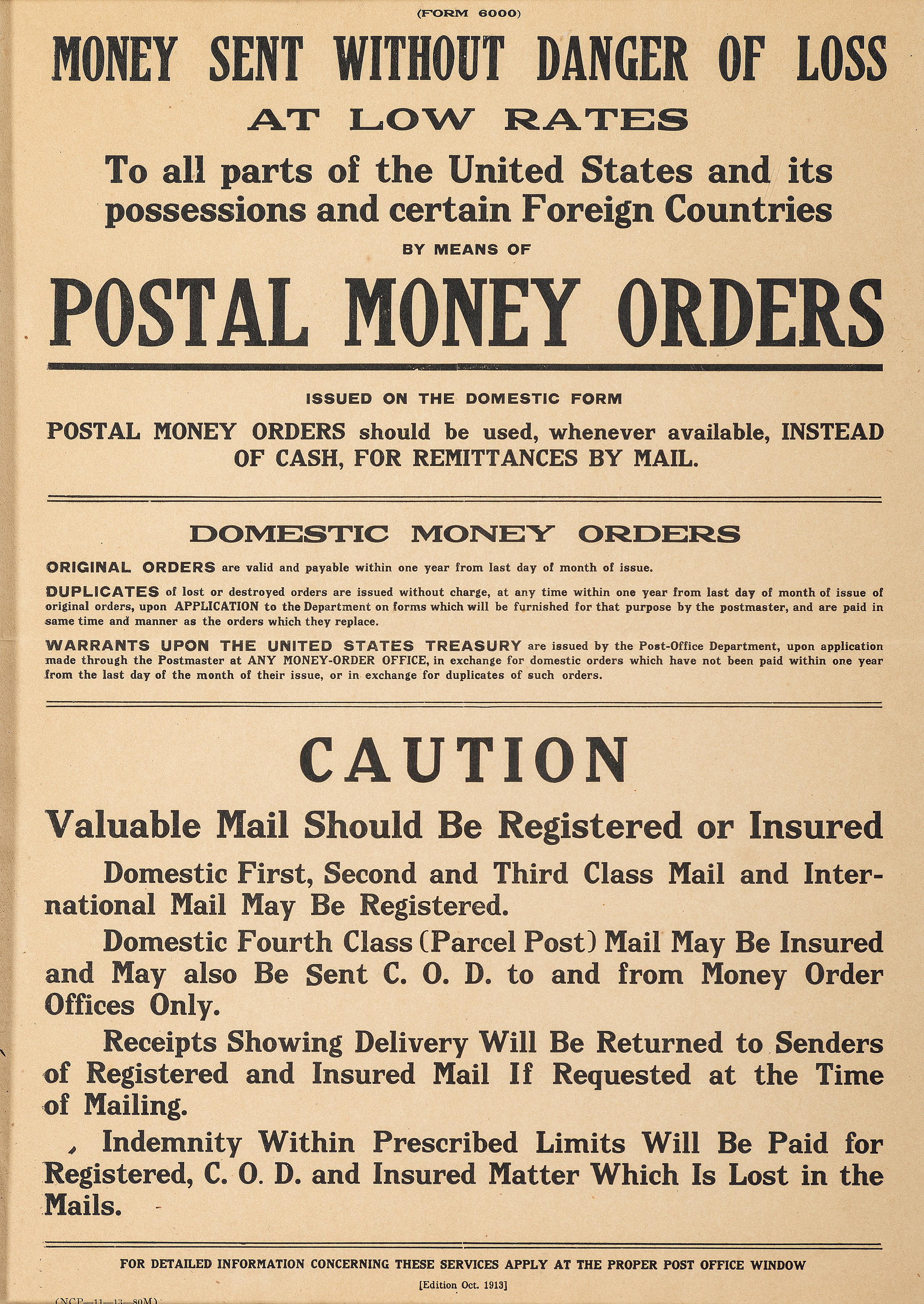 [POSTAL HISTORY]. A group of 4 19th - 20th century broadsides and posters involving the US Mail system, highlighted by: Arrival and Departure of the Mails at and from the Post-Office at Harrisburg, Pennsylvania. 30 November 1822.