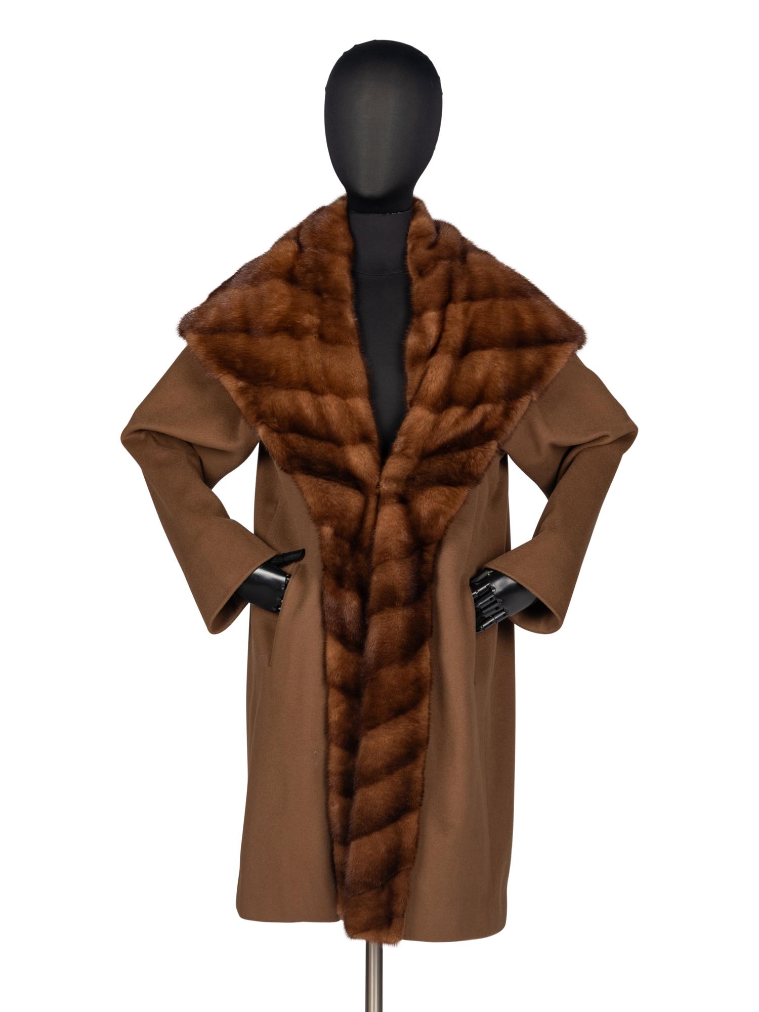 J. Mendel Wool Coat with Mink Fur Trim