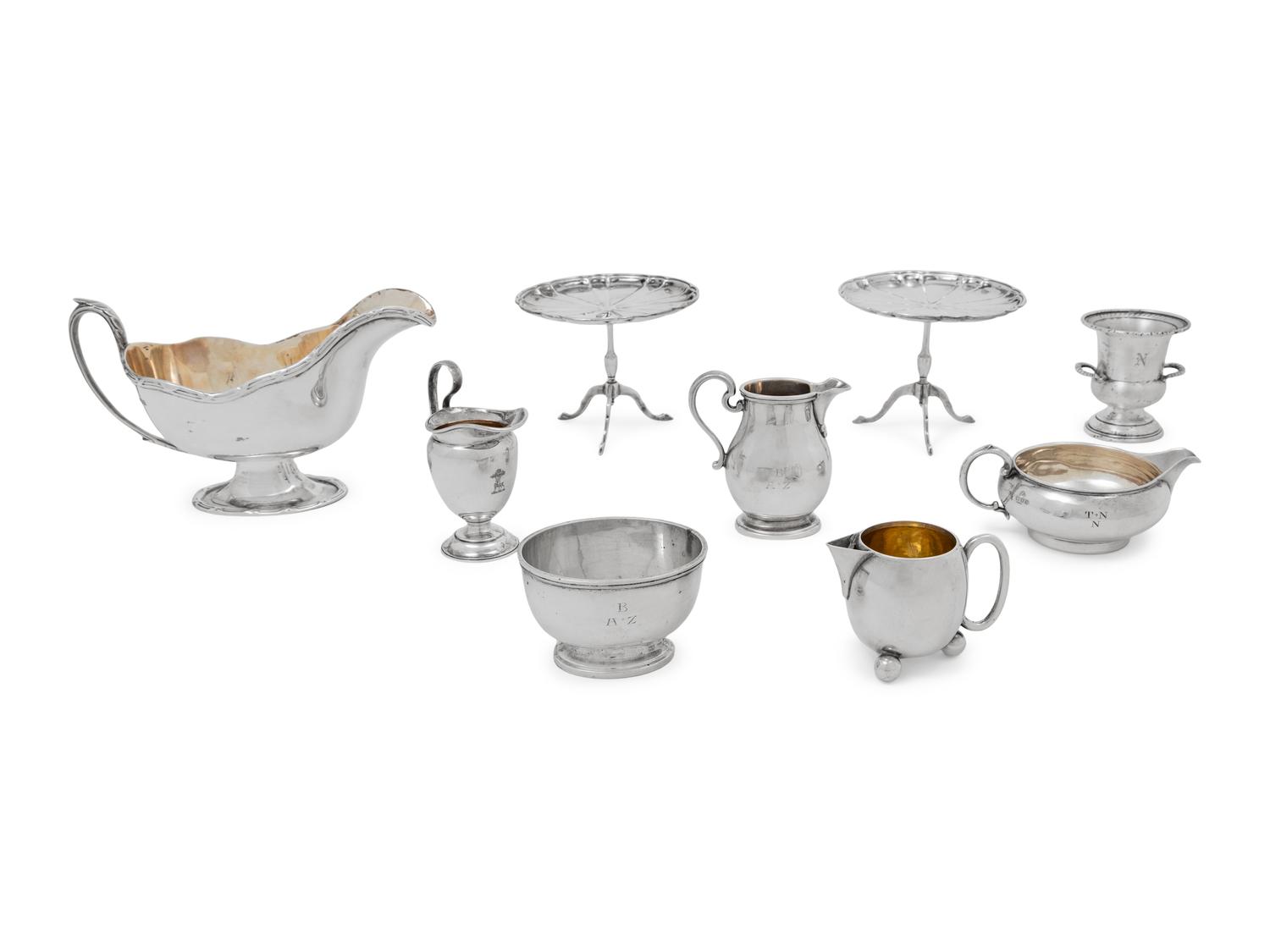 An Assembled Group of English Silver Table Articles