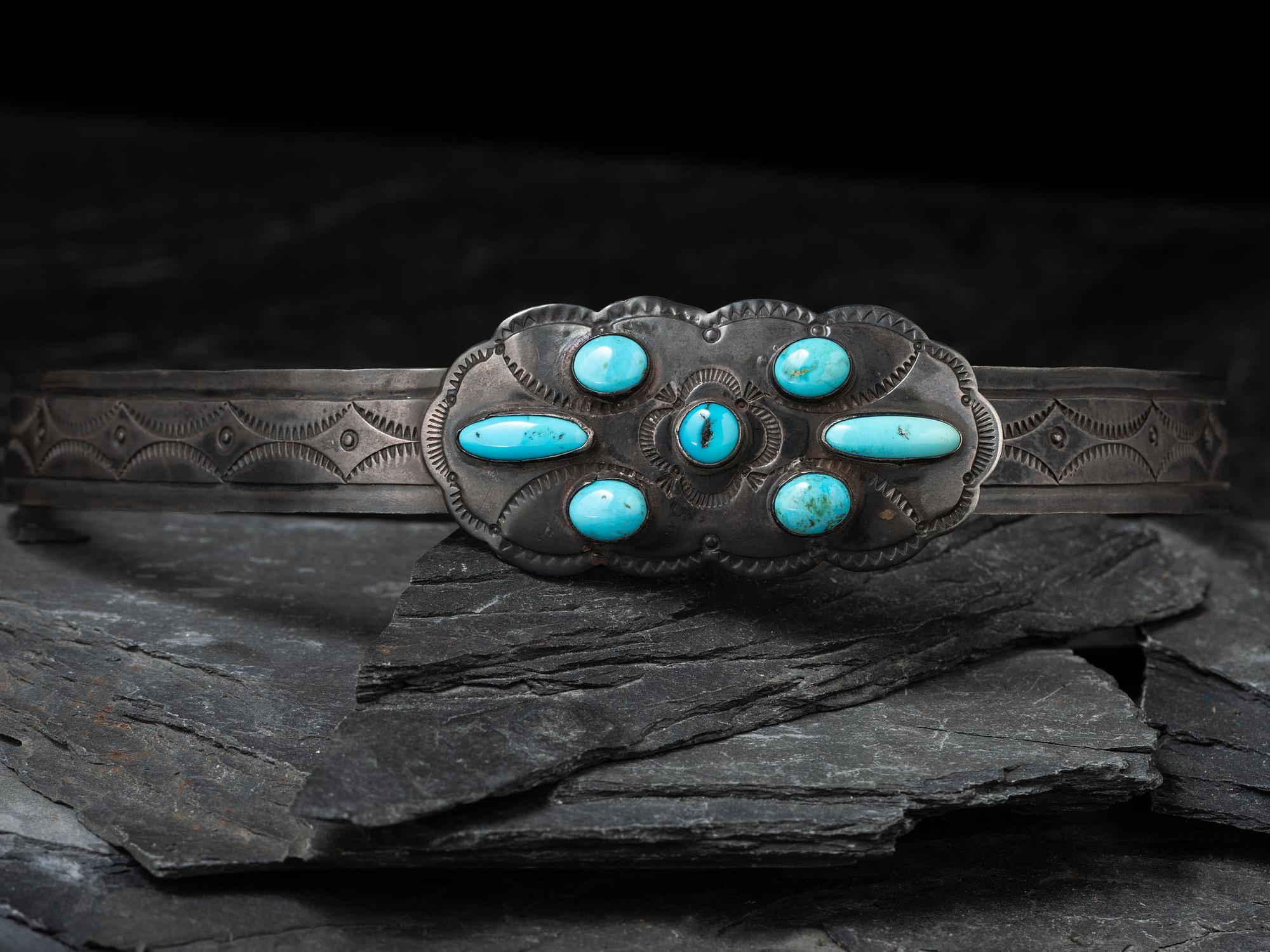 Navajo Silver and Turquoise Hat Band