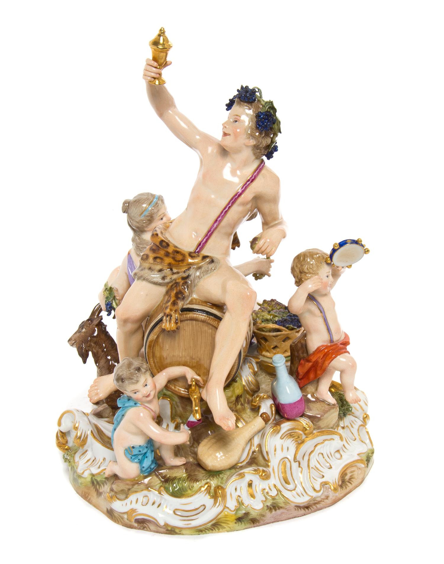 A Meissen Porcelain Figural Group, Height 8 3/4 inches.