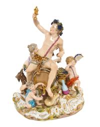 A Meissen Porcelain Figural Group, Height 8 3/4 inches.