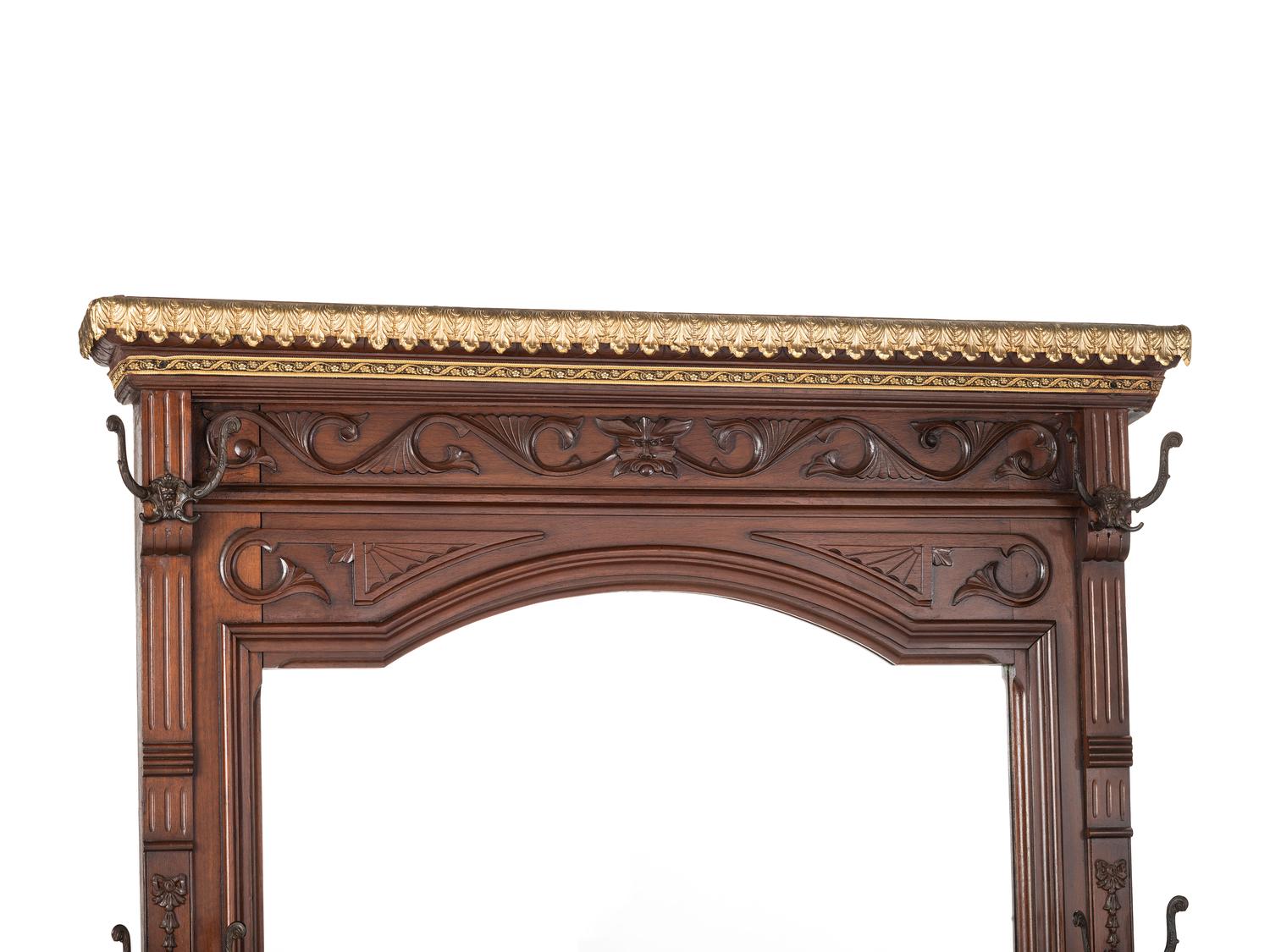 A Victorian Architectural Carved Walnut Hall Bench