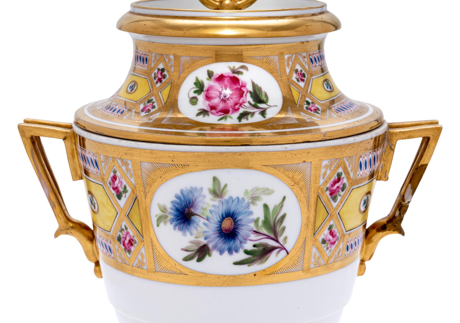 A Paris Porcelain ' Church Gresley' Fruit Cooler and Cover