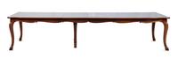 A Louis XV Provincial Style Mahogany Banquet Table the rectangular top with shaped ends, resting on cabriole legs terminating in hoof f