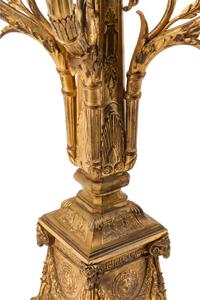 A Pair of Empire Style Gilt Bronze Five-Light Candelabra