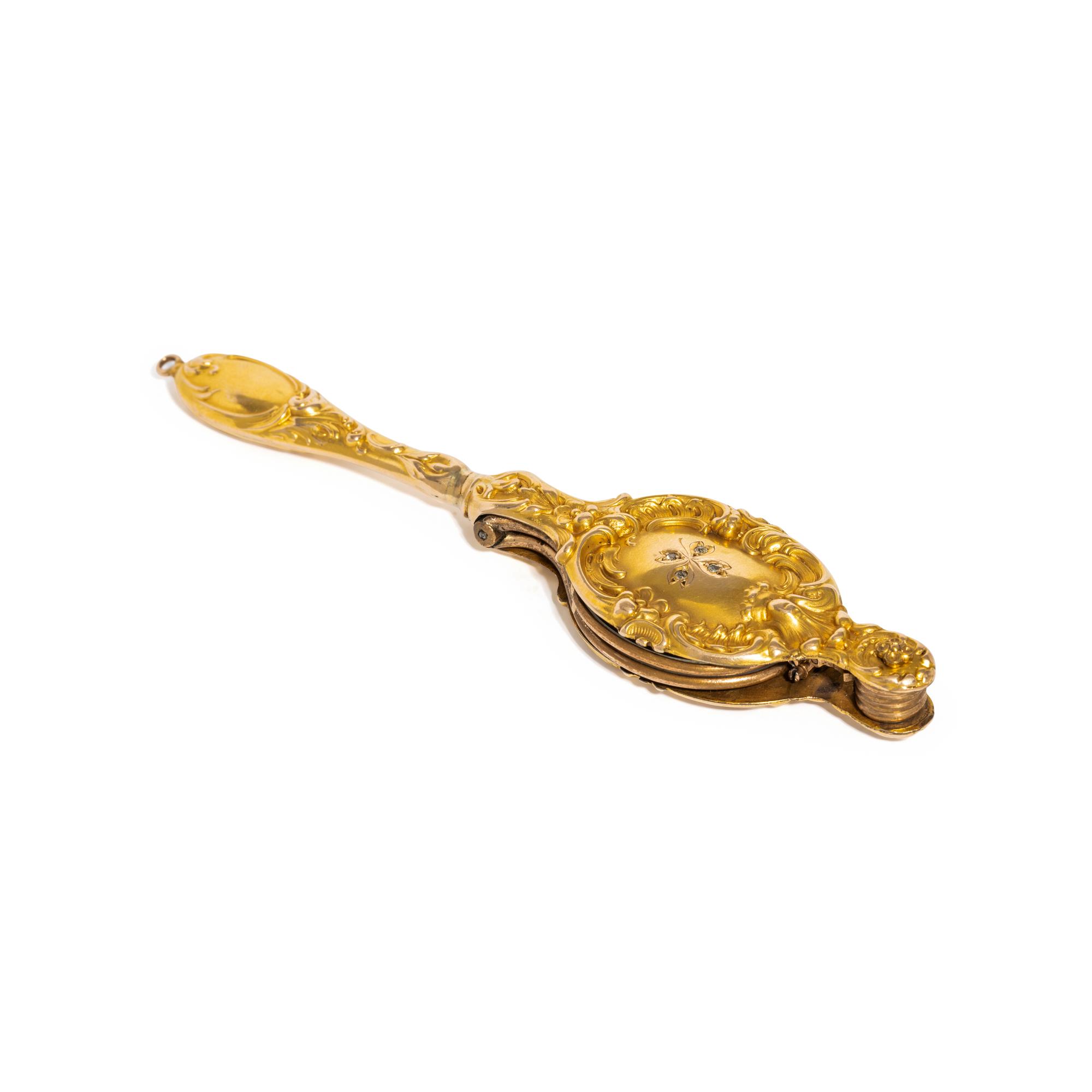YELLOW GOLD AND DIAMOND LORGNETTE