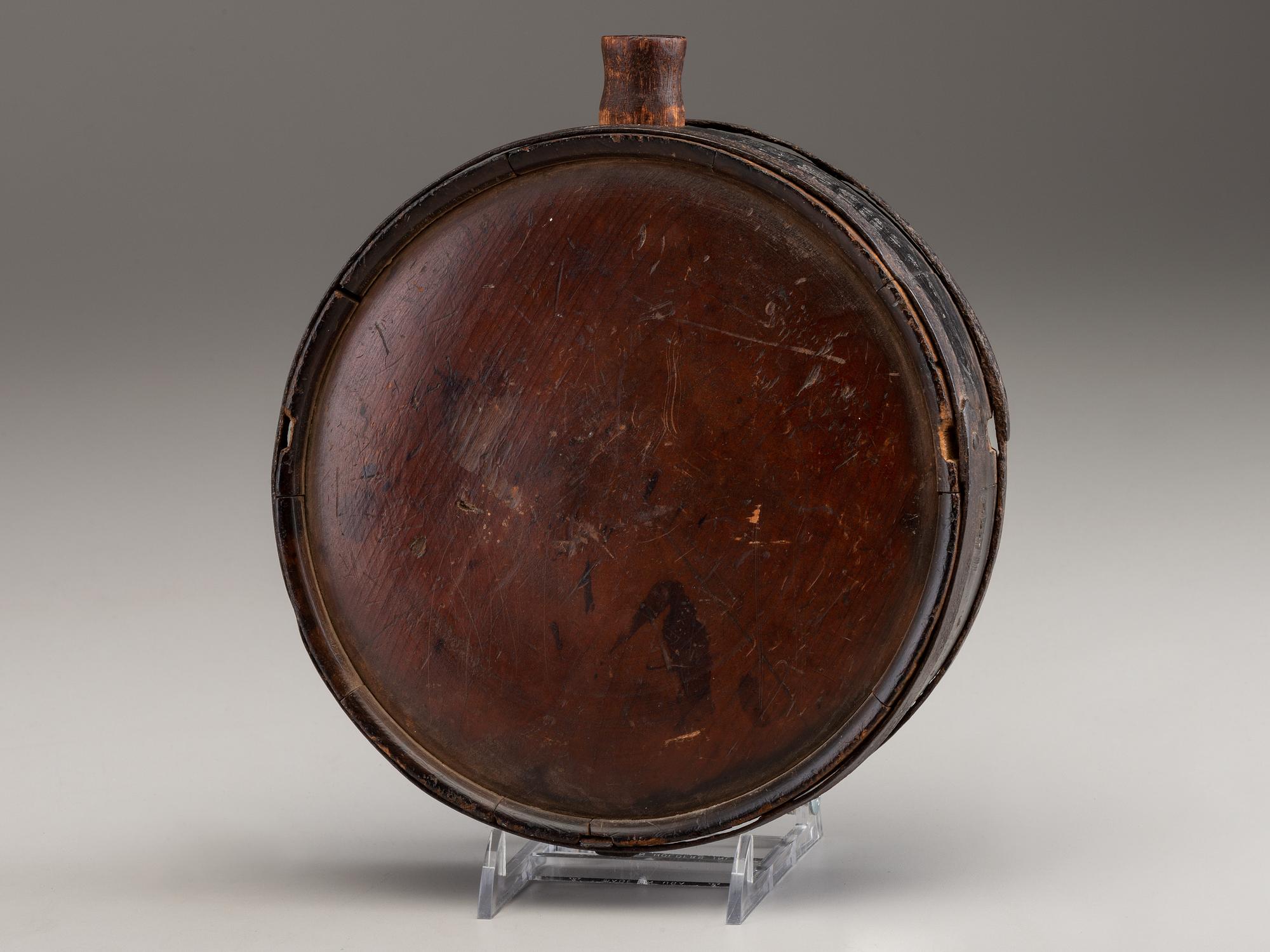 [CIVIL WAR]. Confederate canteen captured at Port Hudson by Sergeant Charles F. Waldron, Co. C, 24th Maine Infantry Regiment.