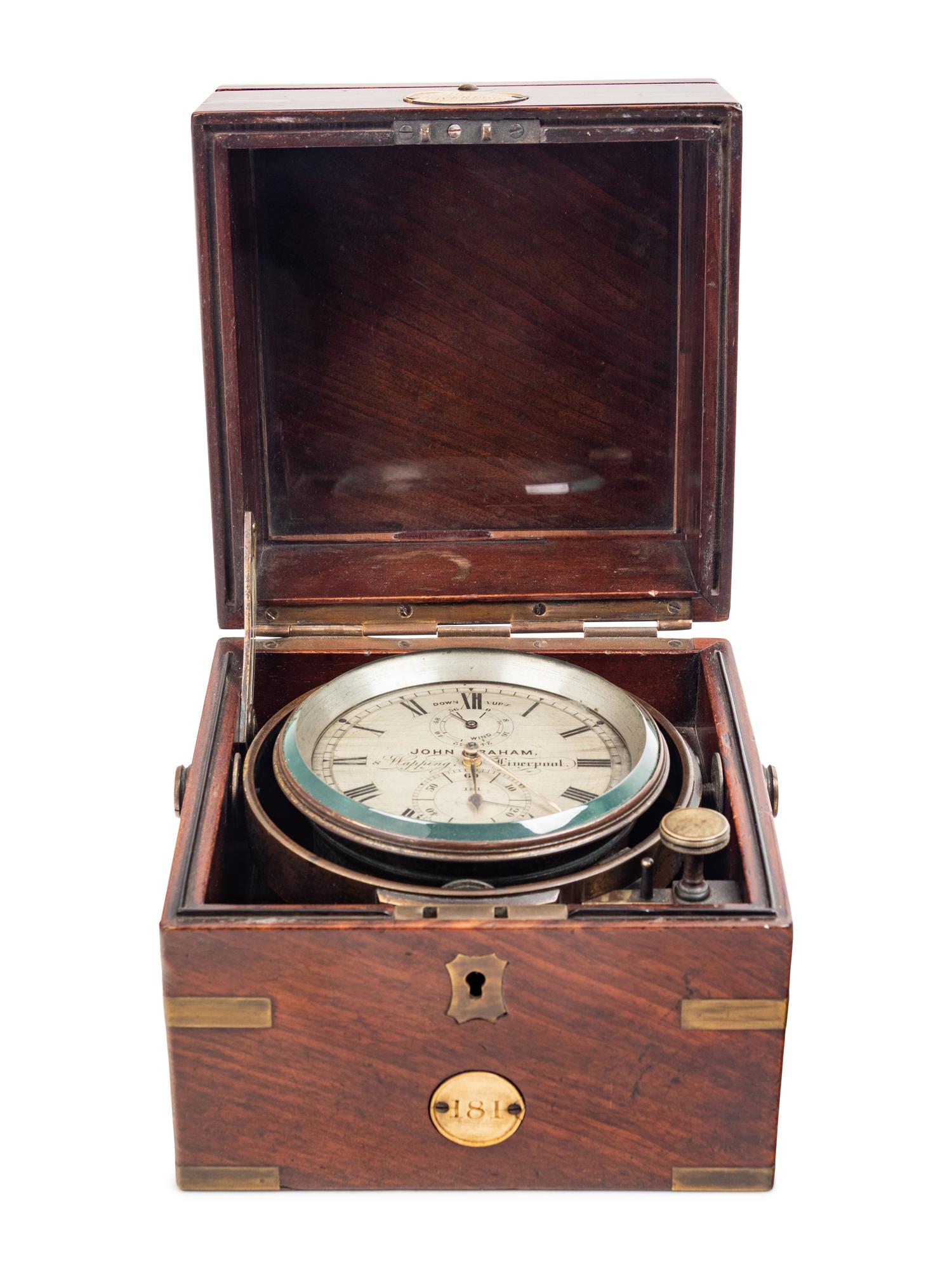 A Mahogany and Brass Cased Ship's Chronometer by John Graham