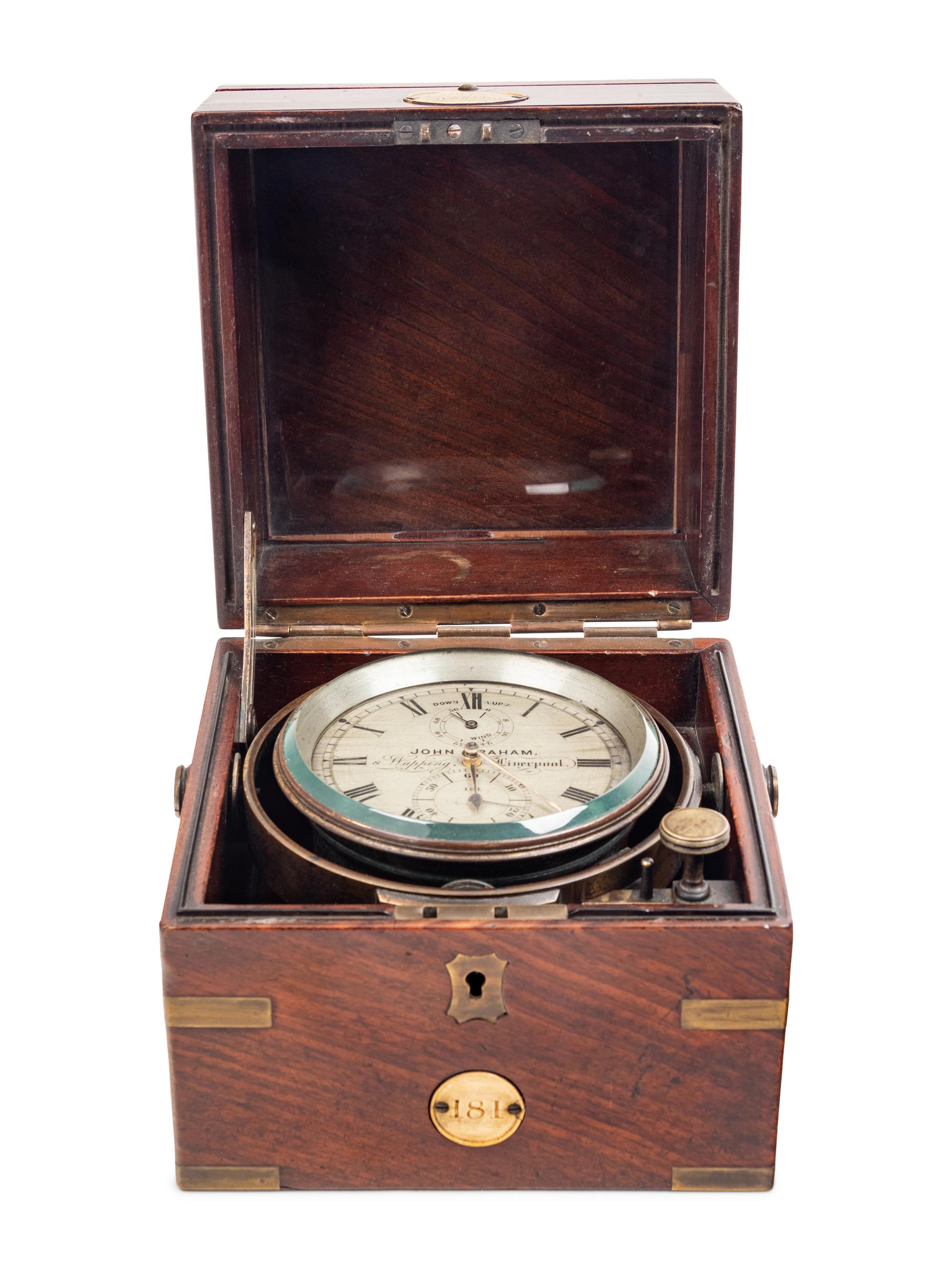 A Mahogany and Brass Cased Ship's Chronometer by John Graham