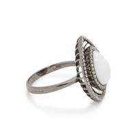 WHITE CHALCEDONY AND DIAMOND RING