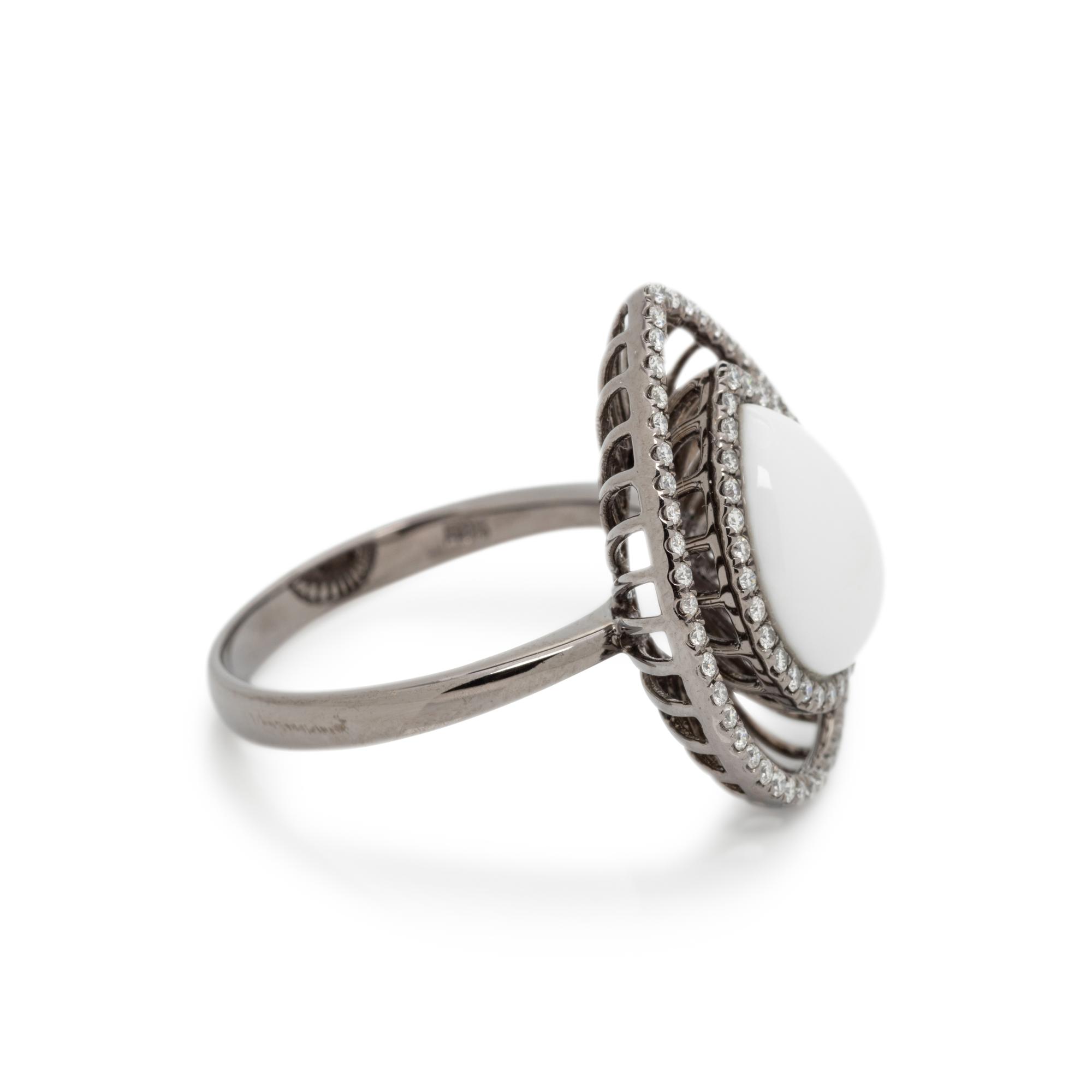 WHITE CHALCEDONY AND DIAMOND RING