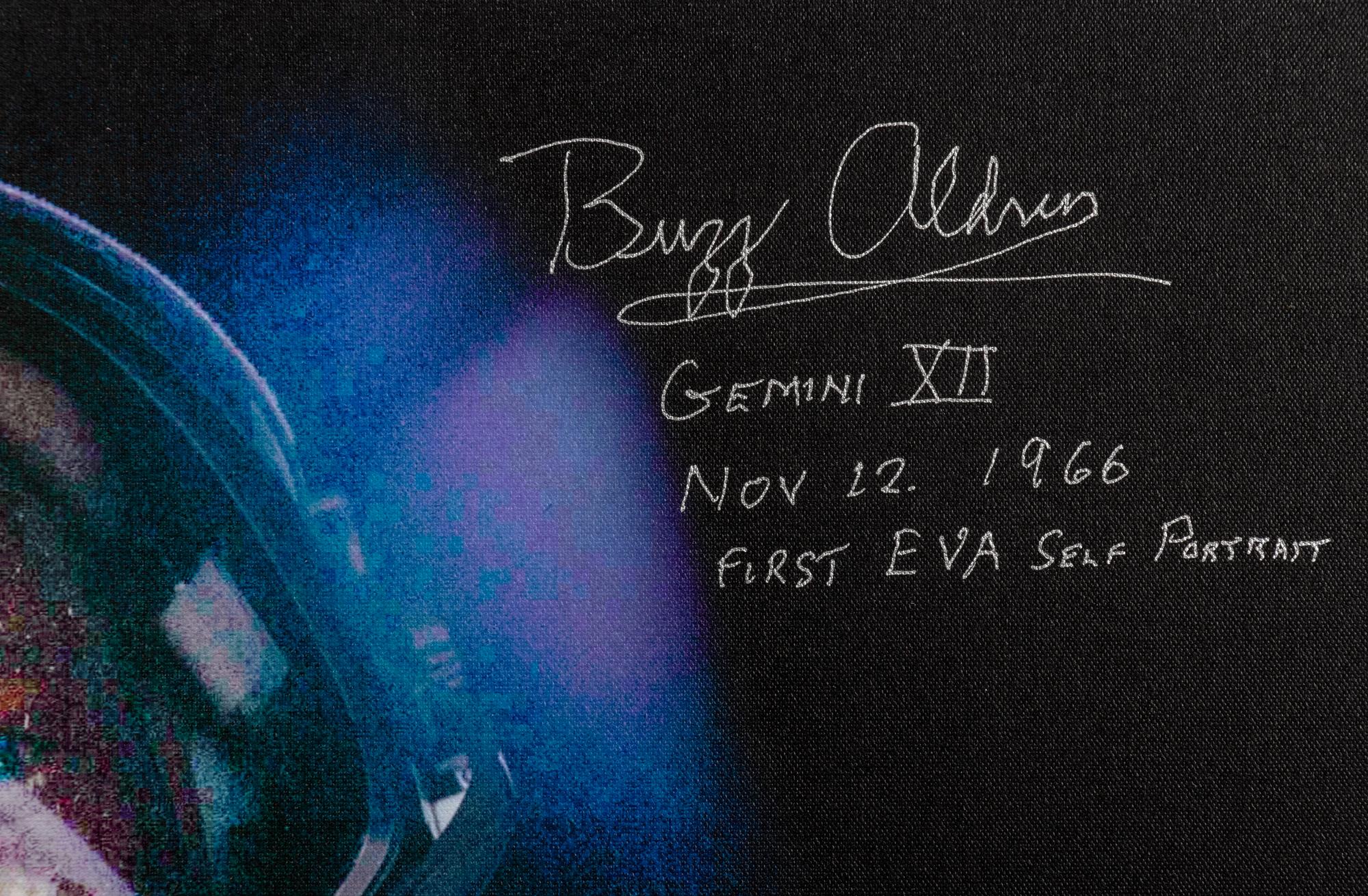 [SPACE EXPLORATION]. ALDRIN, Buzz (b. 1930). "Space Selfie" canvas print, signed by Buzz Aldrin. 12 November 1966.