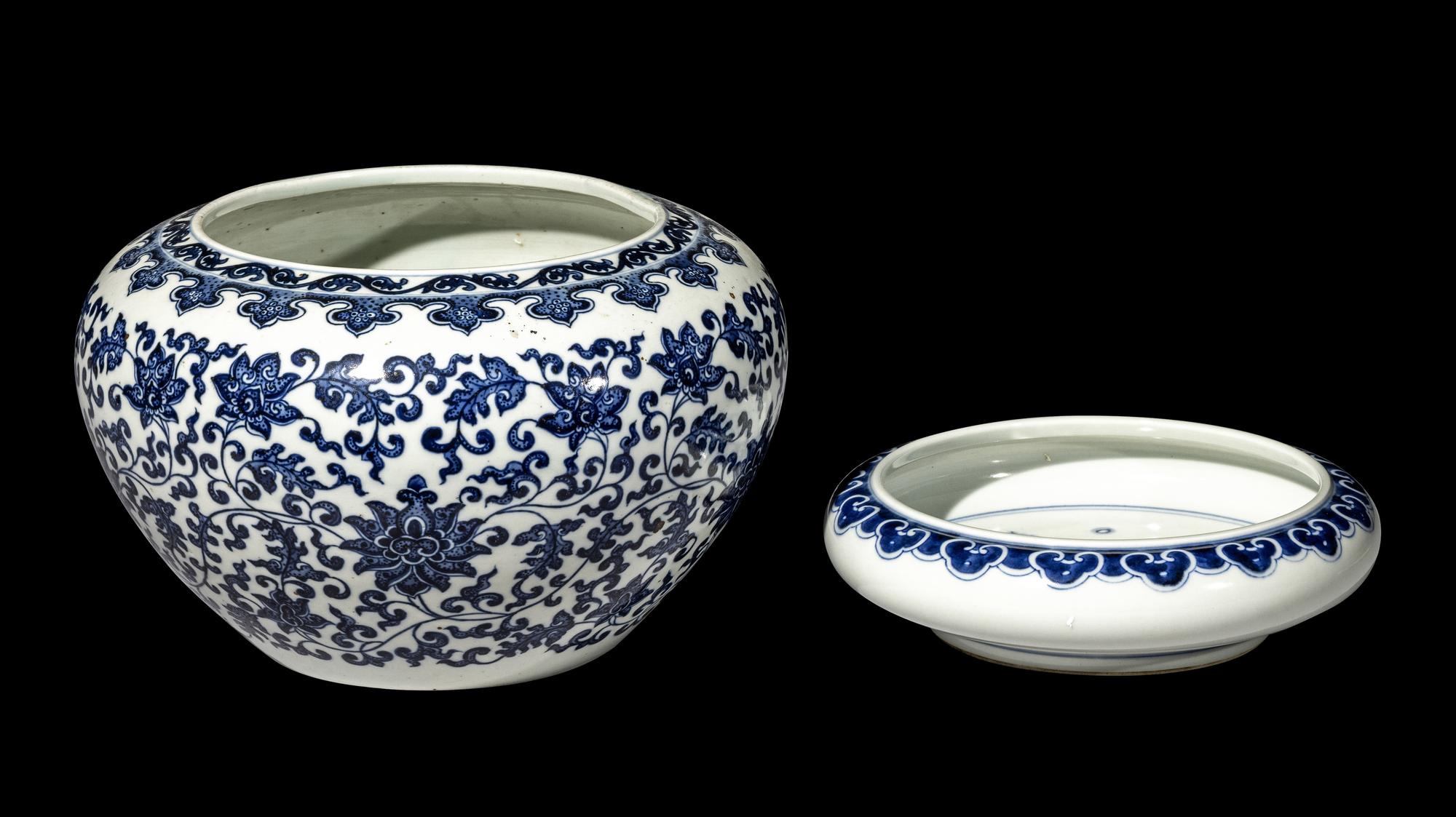 Two Chinese Blue and White Porcelain Brush Washer, Xi