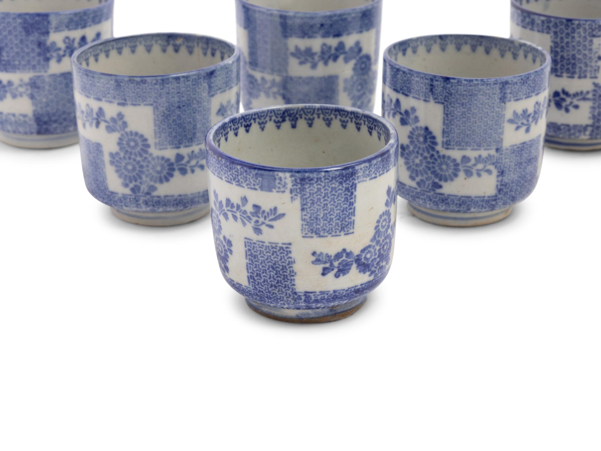 Six Chinese Blue and White Porcelain Teacups