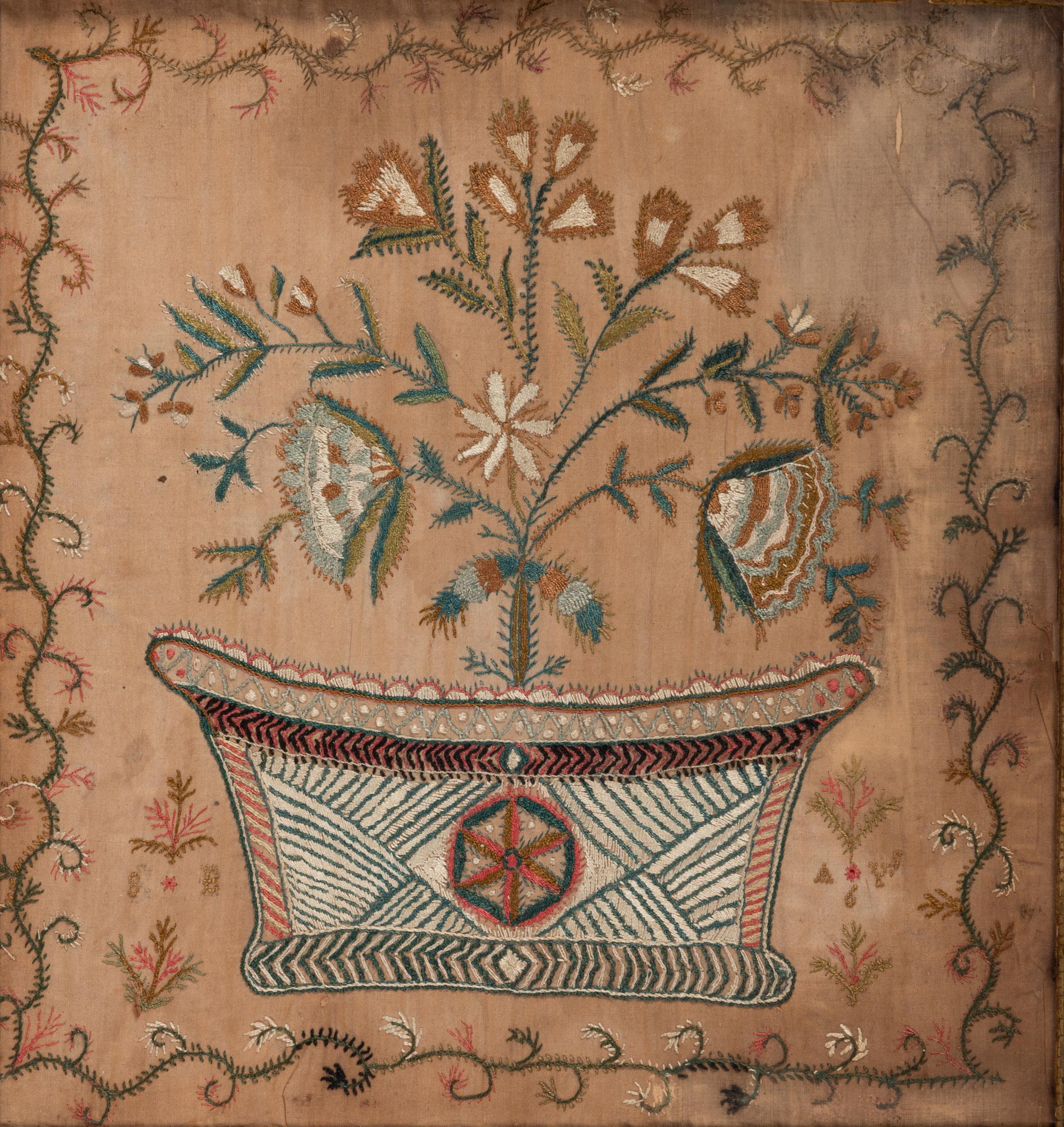 A Silkwork Embroidered Floral Picture