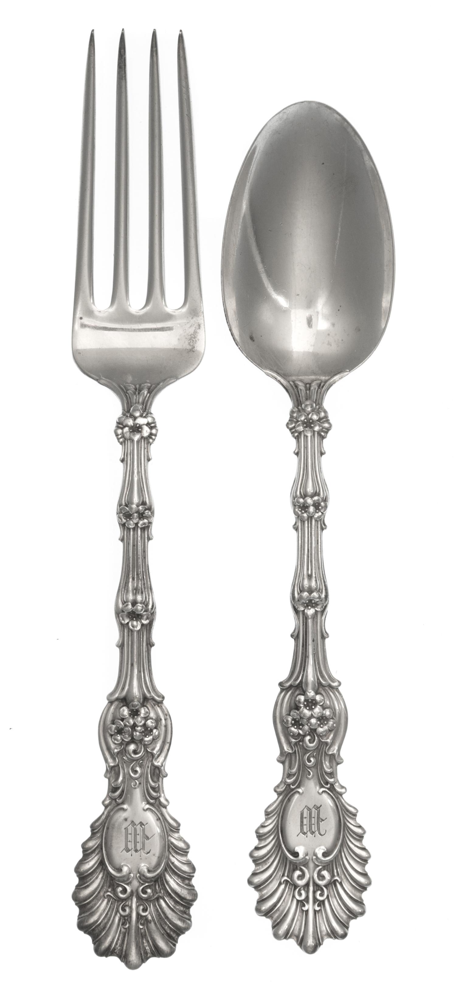 A Partial Set of American Silver Forks and Spoons, Whiting Manufacturing Co., New York, NY, Radiant pattern, comprising: 10 dinner fork
