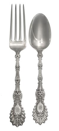 A Partial Set of American Silver Forks and Spoons, Whiting Manufacturing Co., New York, NY, Radiant pattern, comprising: 10 dinner fork