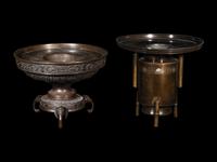 Two Japanese Mixed Metal Flower Pots, Usubata