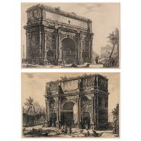 A pair of Veduta dell'Arco di Constantino; Veduta dell'Arco di Settimio Severo, from Vedute di Roma 2