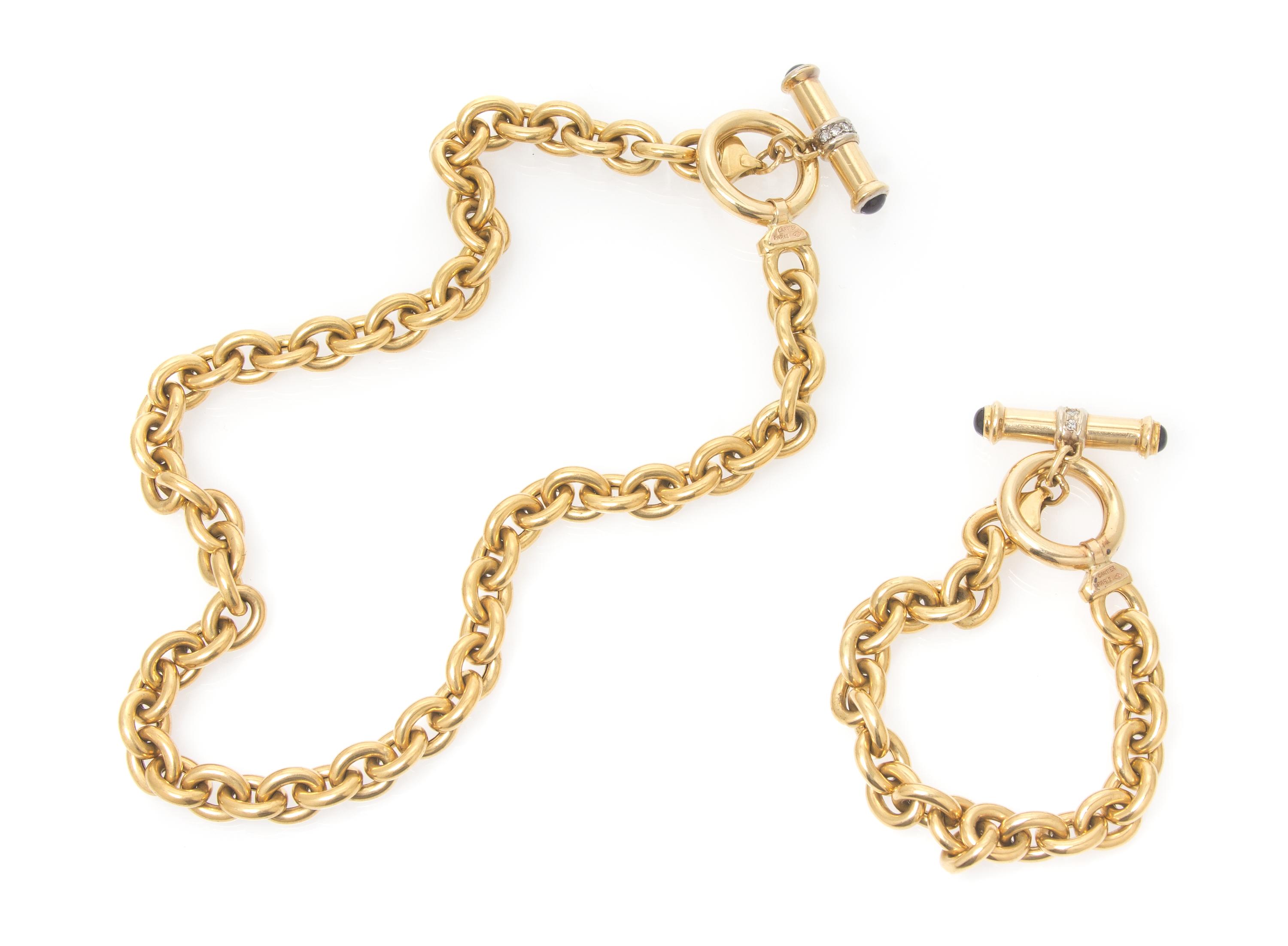 A Yellow Gold, Sapphire and Diamond Demi Parure, 46.20 dwts.