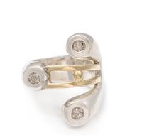 A Sterling Silver, Yellow Gold and Diamond Ring, 9.90 dwts.