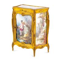 A French Gilt Bronze and Enamel Table Cabinet