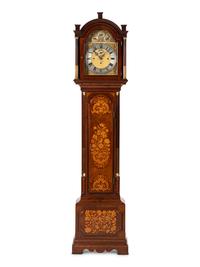 An Edwardian Mahogany and Marquetry Tall Case Clock