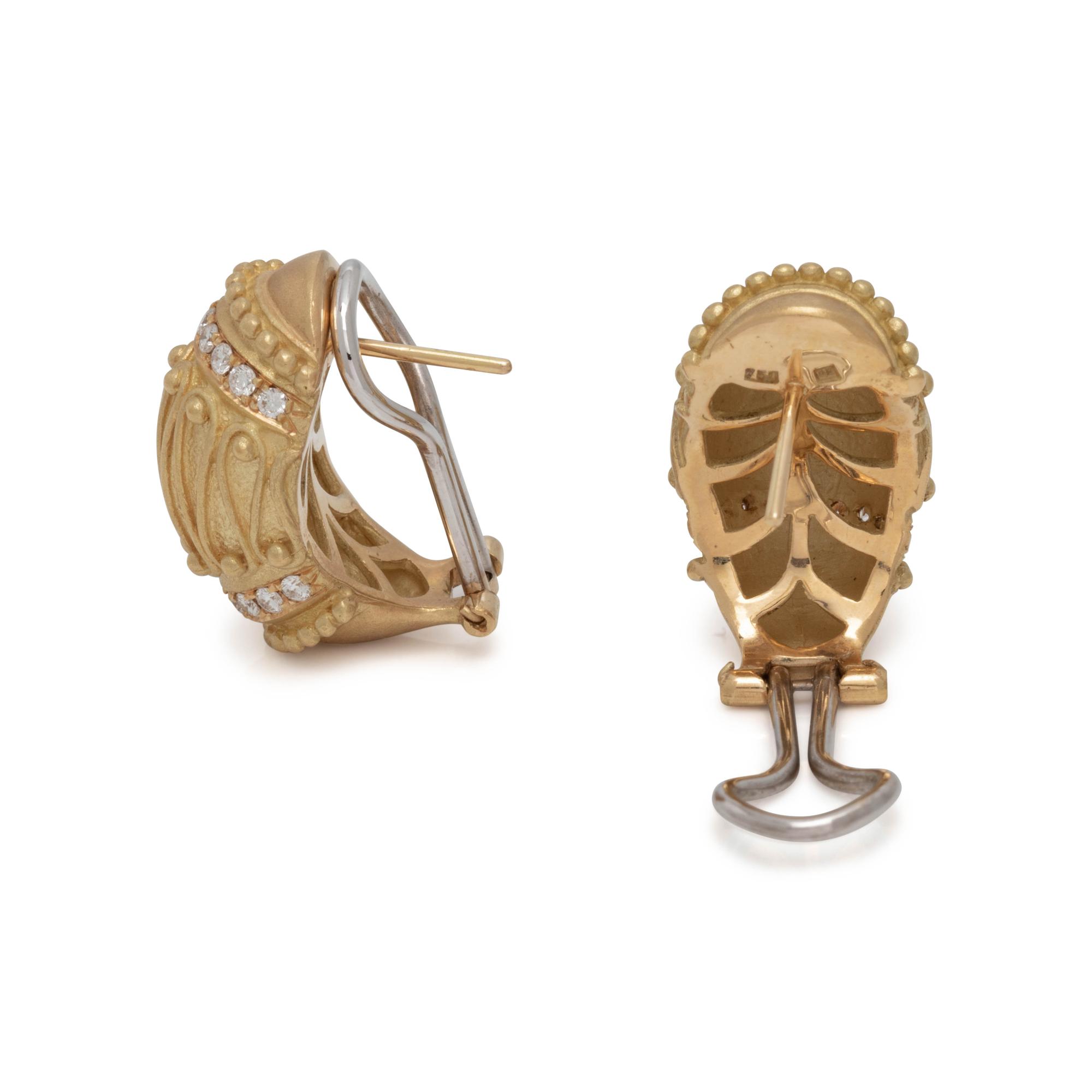 YELLOW GOLD AND DIAMOND EARCLIPS