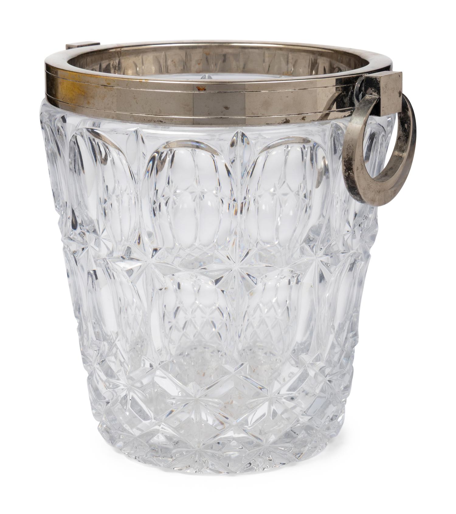 A Silver-Plate Mounted Glass Wine Cooler