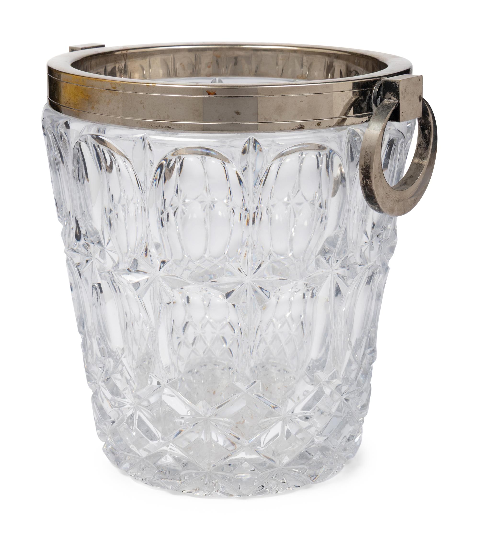 A Silver-Plate Mounted Glass Wine Cooler