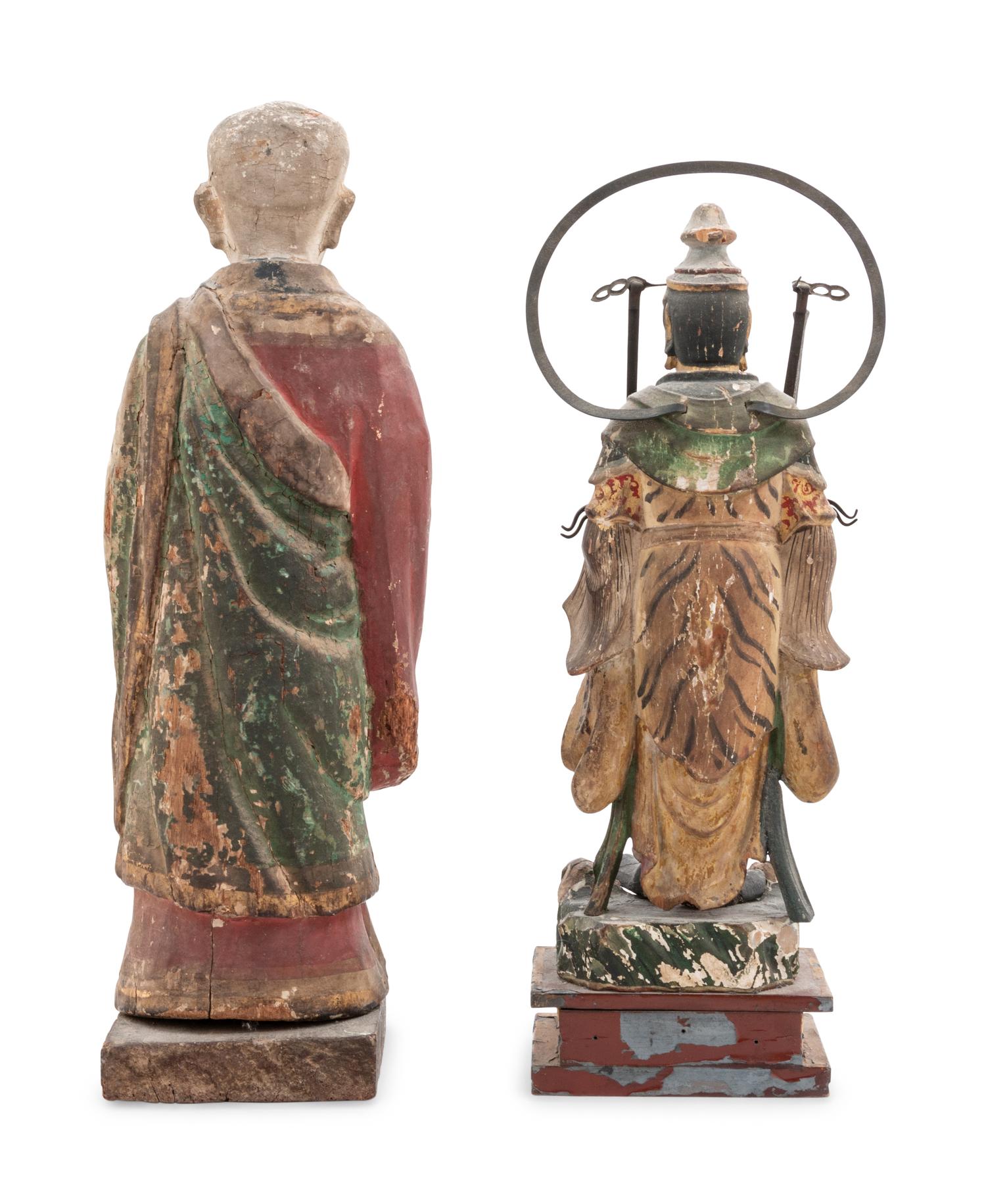 Two Polychrome Painted Wood Figures