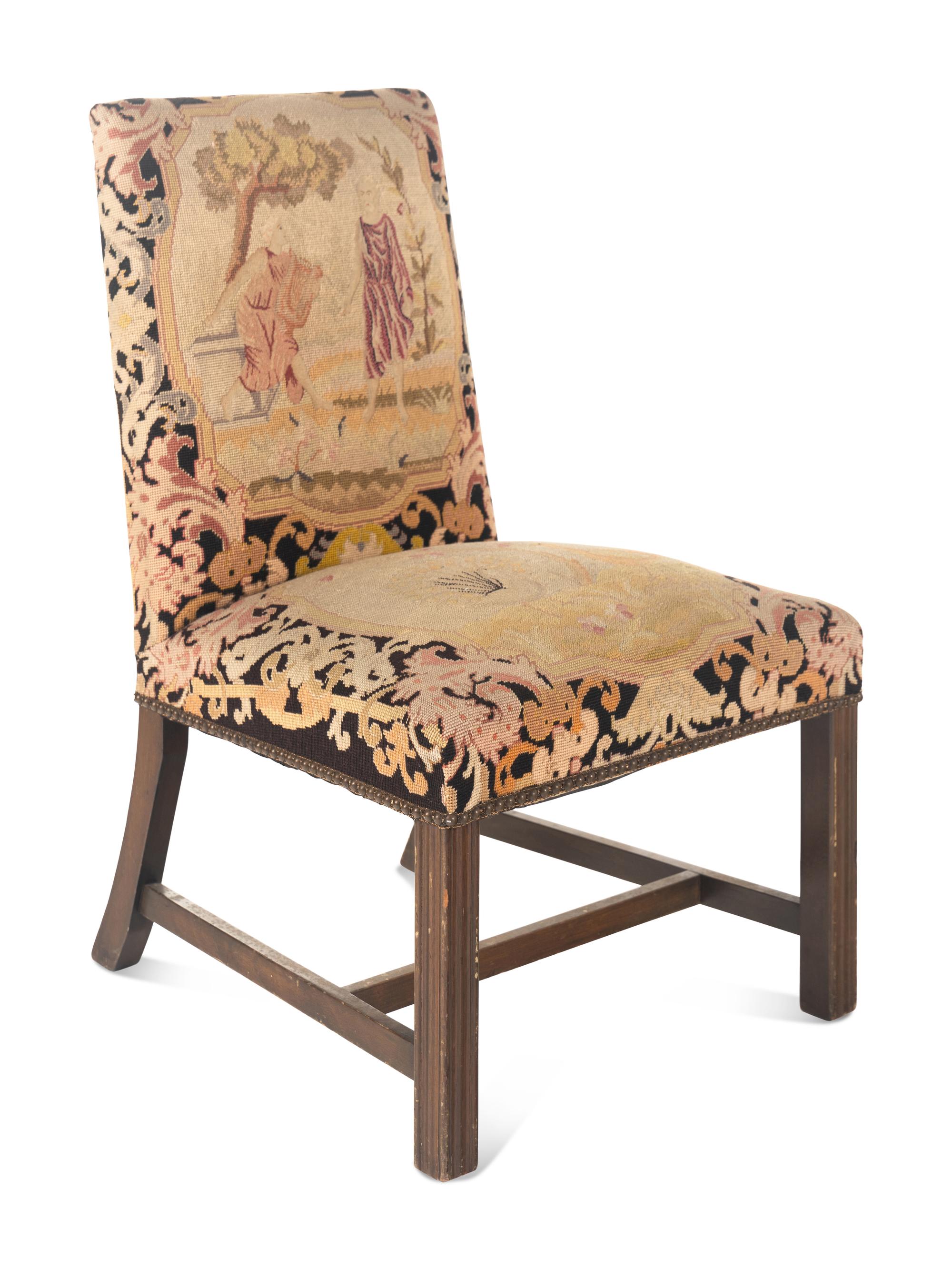 A Pair of George III Style Needlepoint Upholstered Side Chairs
