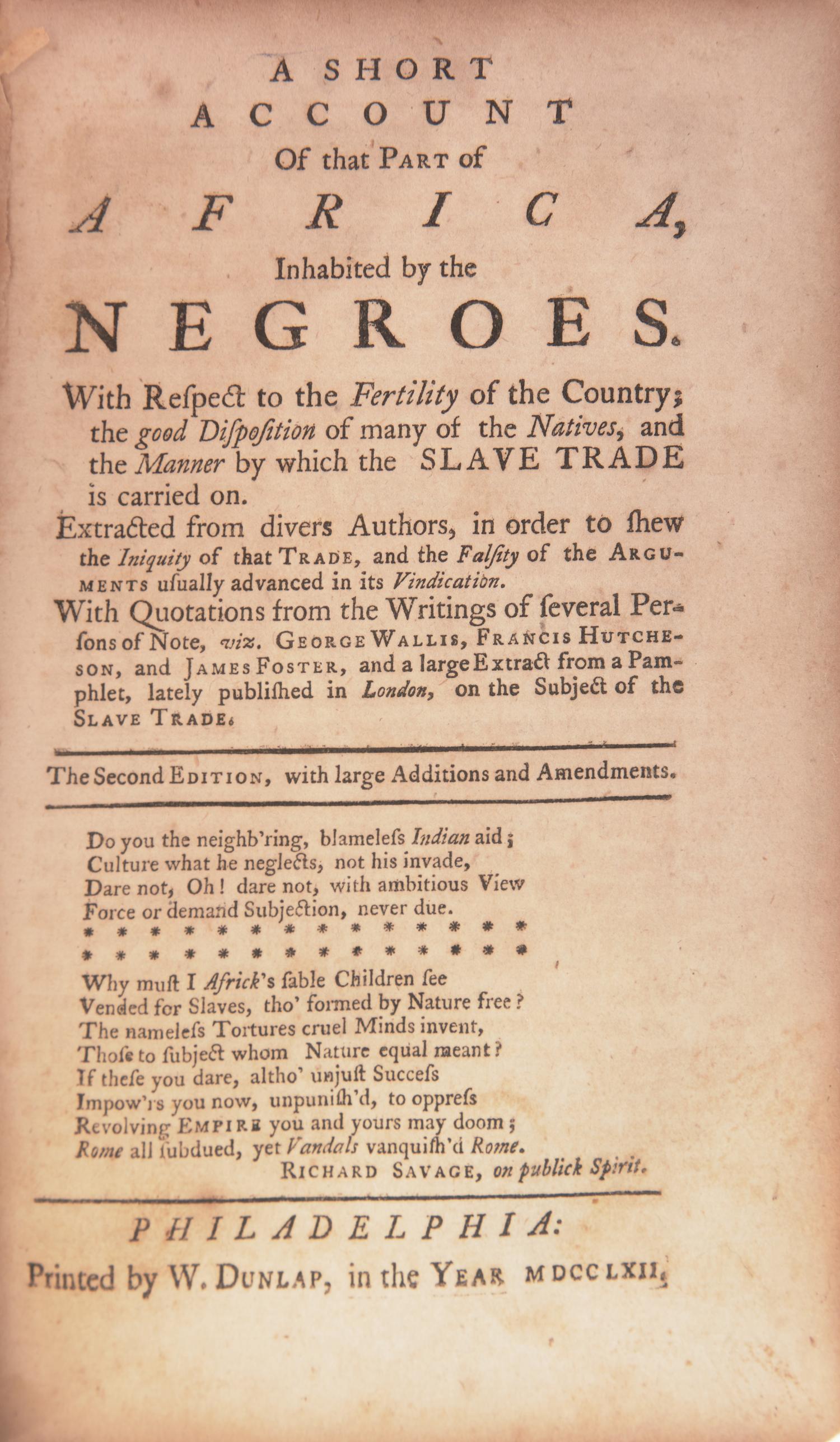 [Americana] [Franklin, Benjamin] [Benezet, Anthony]. Sammelband of Four Religious and Anti-Slavery Tracts
