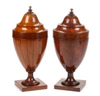 A Pair of George III Mahogany Cutlery Urns Height 25 inches. — CIRCA 1800