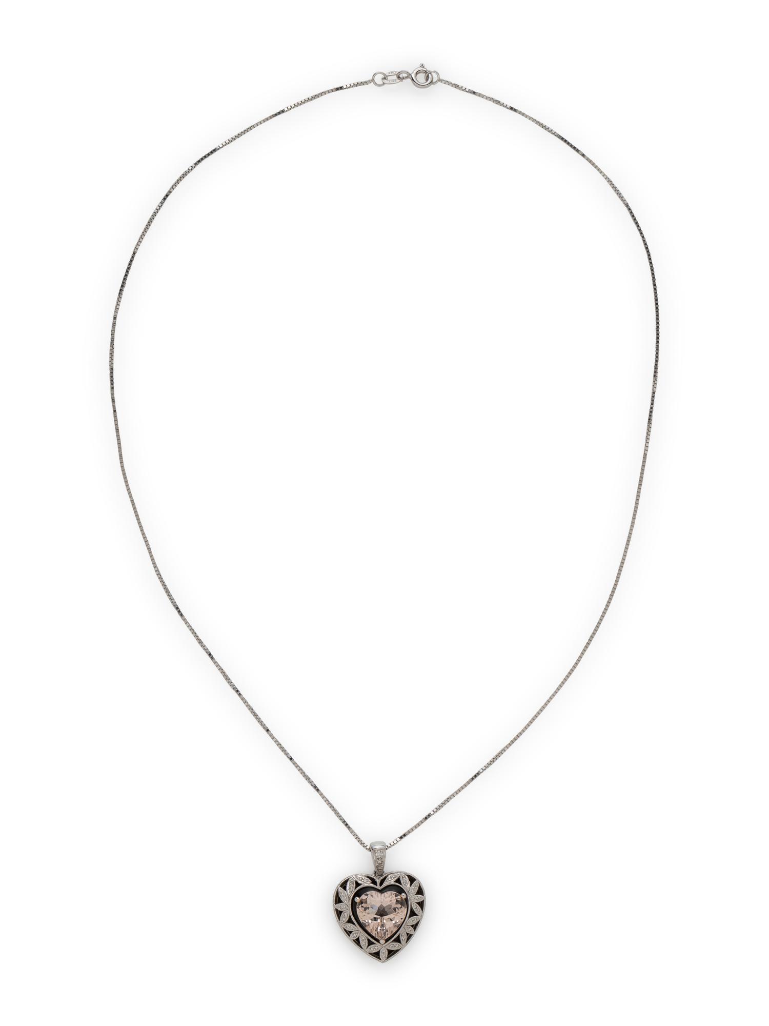 MORGANITE, DIAMOND AND ONYX PENDANT/NECKLACE