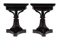 A Pair of Biedermeier Ebonized Pearwood Side Tables Height 30 1/4 x width 25 x depth 15 1/4 inches. — AUSTRIA, CIRCA 1830