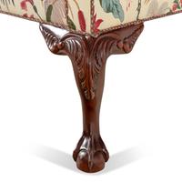 A Chippendale Style Mahogany and Salamandré Upholstered Wingback Armchair