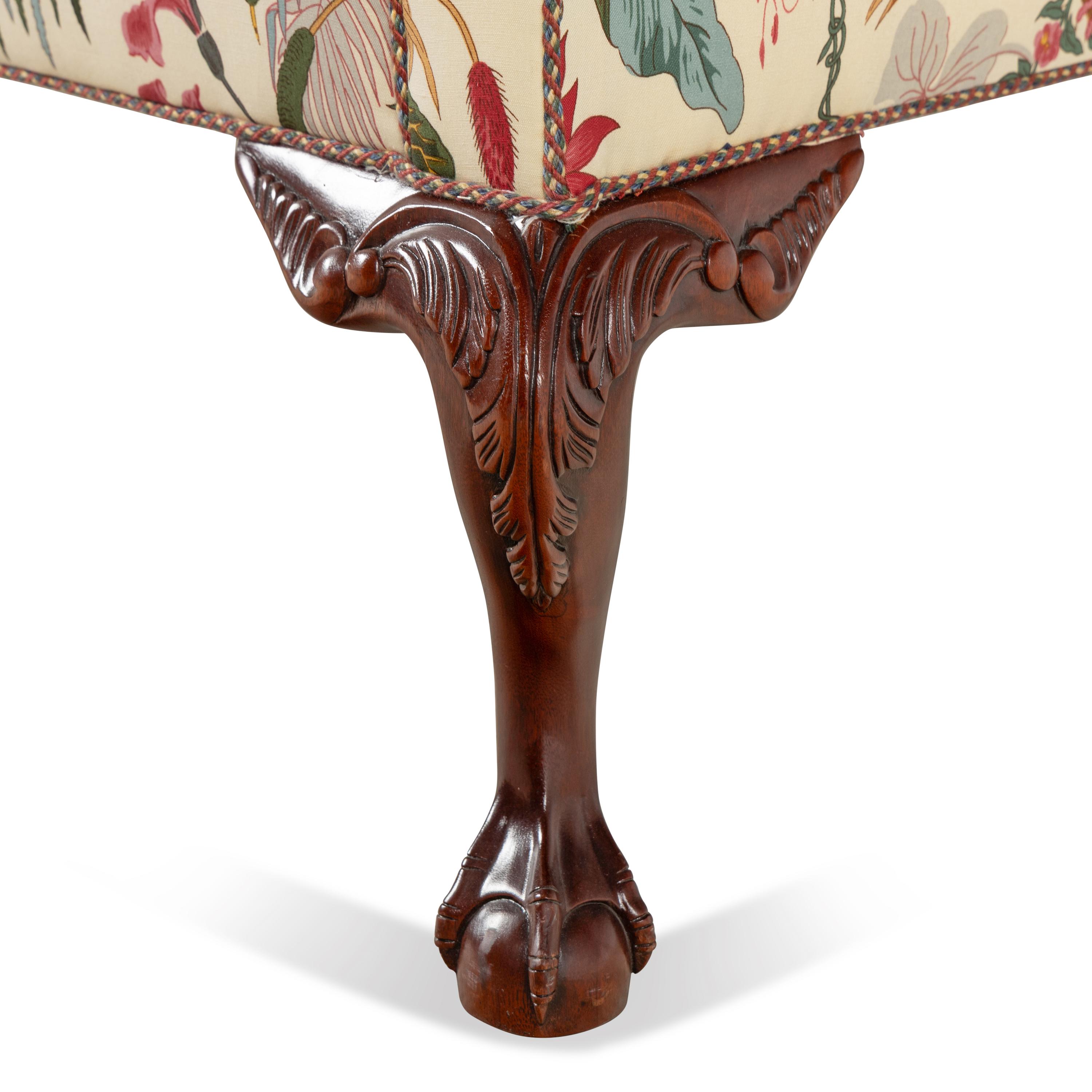 A Chippendale Style Mahogany and Salamandré Upholstered Wingback Armchair