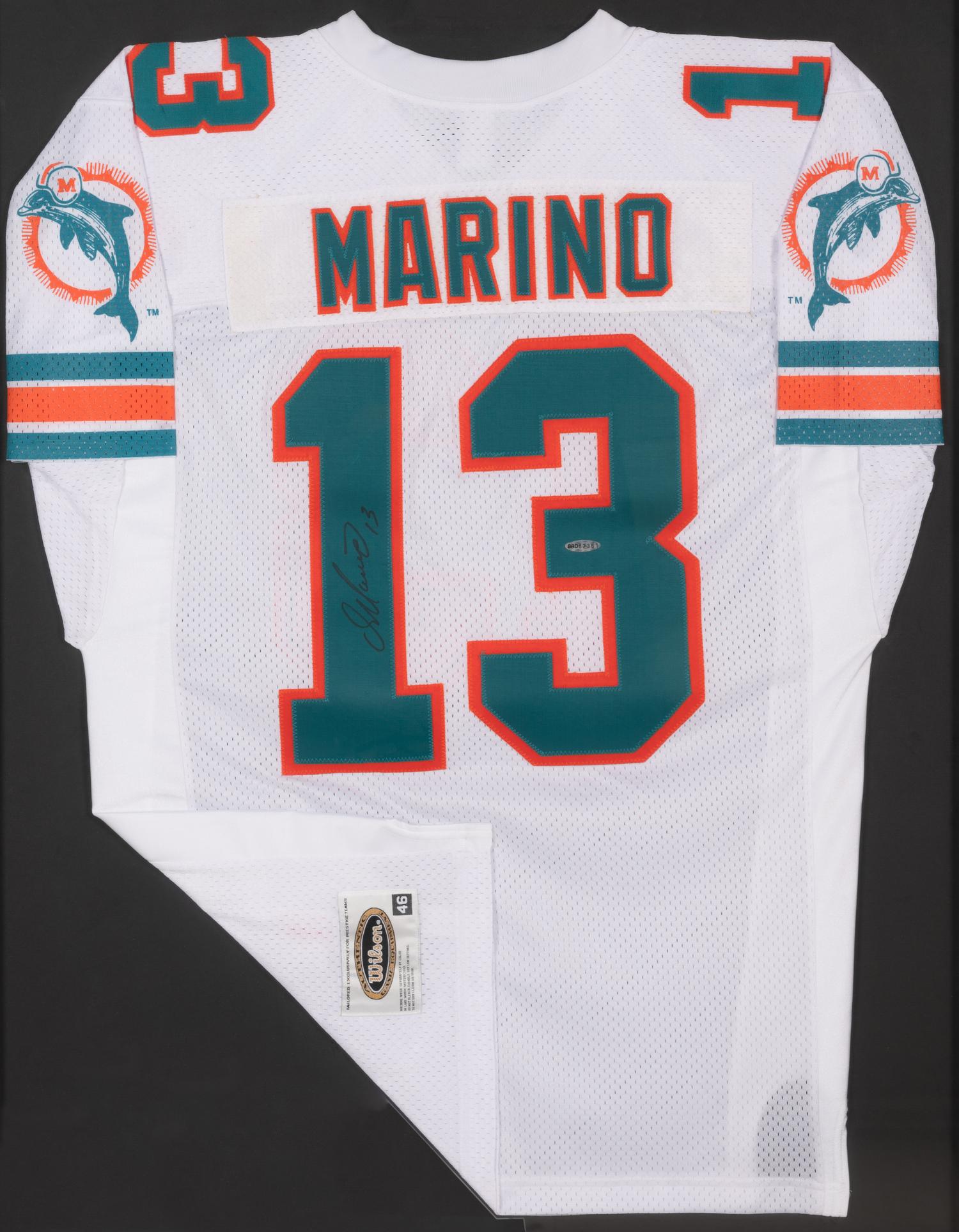 A Dan Marino Signed Autograph Miami Dolphins Wilson Football Jersey (Upper Deck Authenticated),